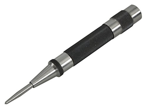 Starrett 18A Automatic Center Punch with Hardened Steel Metal, Universal Tool for Machinists and Carpenters with Adjustable Knurled Cap to Control Blow Force, No. 4 Graduation