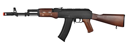 Well AK-47 AEG Semi/Full Auto Electric Airsoft Rifle Gun High Capacity Magazine FPS 290 (Black/Wood)