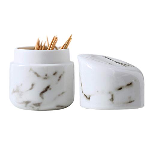 MASSJOY Nordic Creative Toothpick Holder Toothpick Box, Ceramic Home Living Room Cotton Swab Storage Tank, Marbled Toothpick Bucket.