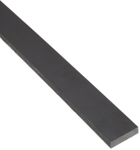Nylon 6/6 Rectangular Bar, Opaque Black, Standard Tolerance, UL 94V2, 1/8' Thickness, 1' Width, 1' Length