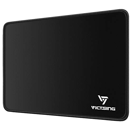 VicTsing Mouse Pad with Stitched Edge, Premium-Textured Mouse Mat, Non-Slip Rubber Base Mousepad for Laptop, Computer & PC, 10.2×8.3×0.08 inches, Black