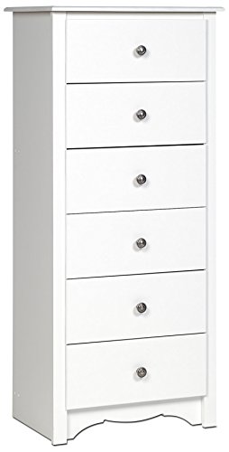 White Monterey Tall 6 Drawer Chest