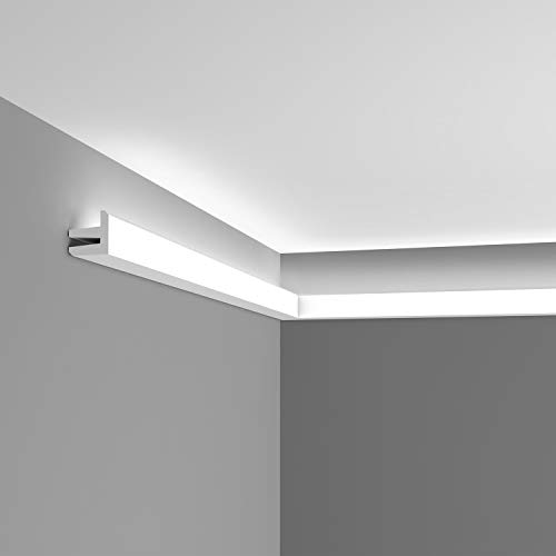 Orac Decor C380 | High Density Polyurethane Crown Moulding | Primed White | 2-1/2in Face x 78in Long | for Indirect Lighting and Hiding Wires Cornice Molding