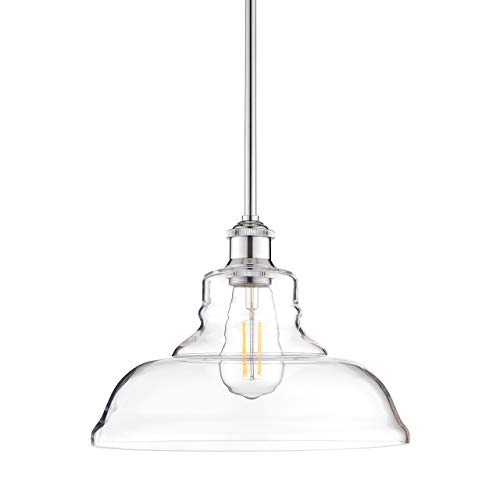 Lucera Glass Kitchen Pendant Light | Chrome Farmhouse Hanging Light Fixture LL-P431-PC