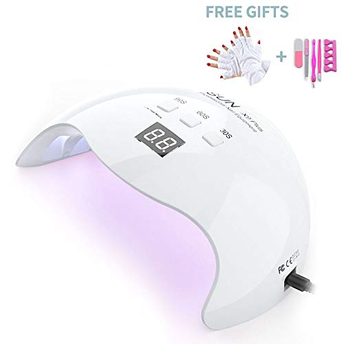 48W LED Nail Lamp, DIOZO Portable Nail Dryer Manicure/Pedicure Curing Lamp with 30s 60s 99s Timer Plus Gloves Gift Suitable for Fingernails and Toenails, Home and Salon 