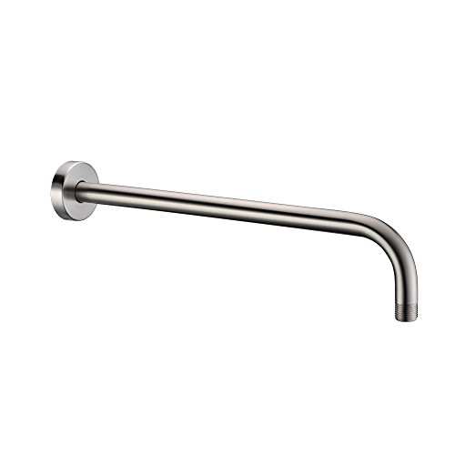 Purelux Shower Extension Extra Long Stainless Steel Shower Arm Water Outlet PJ1602 with Flange, Brushed Nickel 16 Inches