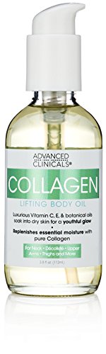 Advanced Clinicals Collagen Lifting Body Oil with Vitamin C, Vitamin E fo neck, decollete, upper arms, thighs 3.8 fl.oz. (112ml)