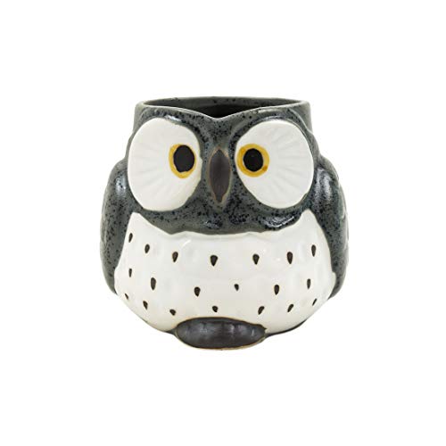 Chumbak Wise Owl Carved Mug - Tea and Coffee Mug, Porcelain Drinking Cup, Dining & Tableware for Hot Beverages, Breakfast Mugs for Home & Office, Dishwasher and Microwave Safe, Size 4.4'x3.5'x3.3'