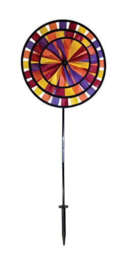 In the Breeze Autumn Triple Wheel Spinner- Ground Stake Included - Fall Themed Decor for your Yard and Garden