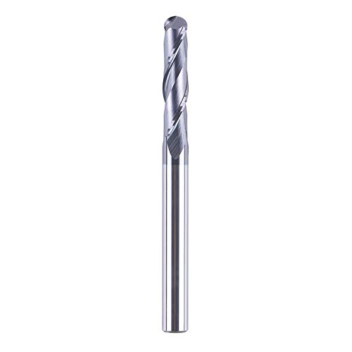 SpeTool 14411 Ball Nose Carbide End Mill CNC Cutter Router Bits Double Flutes Spiral Milling Tool 1/4 inch Shank with 3 inch Over Length