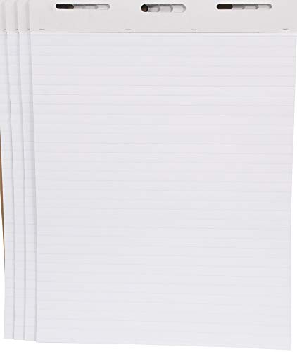 School Smart Ruled Easel Pads, 27 x 34 Inches, 50 Sheets, White, Pack of 4 - 1467043