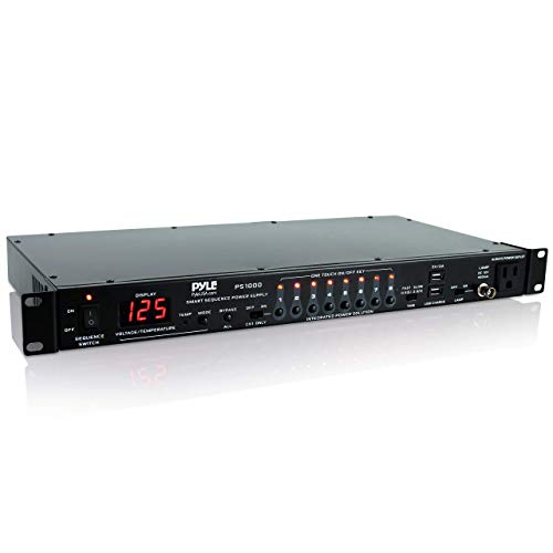8 Outlet Power Sequencer Conditioner - 2200W Rack Mount Pro Audio Digital Power Supply Controller Regulator w/ Voltage Readout, Surge Protector, For Home Theater, Stage / Studio Use - Pyle PS1000