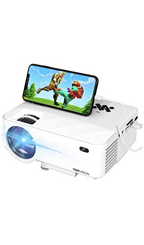 Mini Projector, TOPVISION Projector with Synchronize Smart Phone Screen, Upgrade to 3600L, 1080P Supported, 176' Display, 50,000 Hours Led, Compatible with Fire Stick,HDMI,VGA,USB,TV,Box,Laptop,DVD