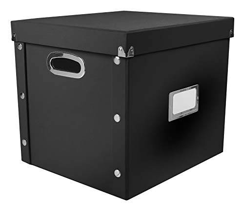 Snap-N-Store SNS01790 Vinyl Record Storage Case with Lid, Holds up to 75 Records, 13.375 x 12.625 x 12.5 Inches, Black