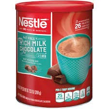 NESTLE Fat Free Rich Milk Chocolate Hot Cocoa Mix, 7.33 oz. Canister Hot Chocolate Made with Real Cocoa , Pack of 4