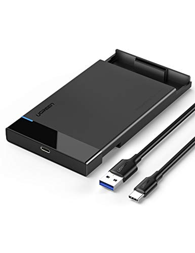 UGREEN 2.5' Hard Drive Enclosure, USB C 3.1 Gen 2 to SATA III 6Gbps for SSD HDD 9.5/7mm External Hard Drive Disk Case w/UASP Compatible with WD, Seagate, Toshiba, Samsung, Hitachi, PS4, Xbox, Router