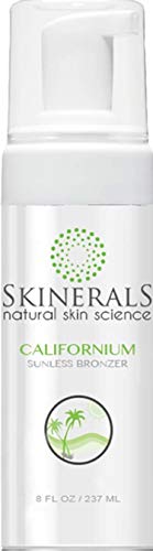 Skinerals Californium - USA Made Self Tanner Mousse for a Light Caramel Tan Without Streaks or Orange Tones. Made with Organic and Natural Ingredients for a Healthy Looking Fake Tan. 8 oz Bottle