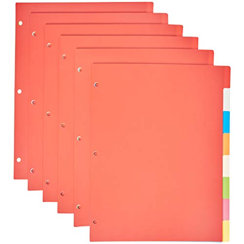 AmazonBasics 3 Ring Binder Dividers with 8 Tabs, Pack of 6 Sets