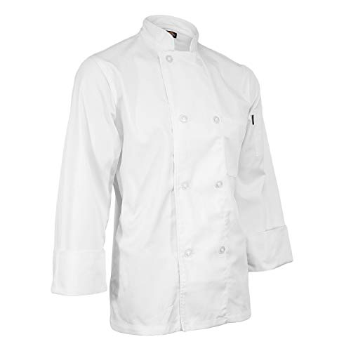 ChefsCloset Unisex Long Sleeve Button White Chef Jacket Medium Chef Coat