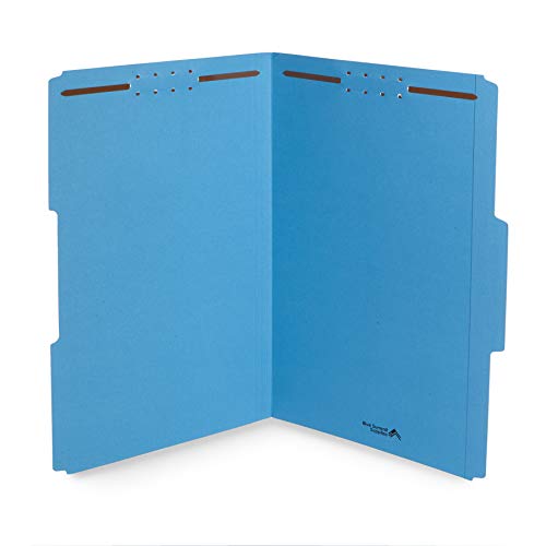 Blue Summit Supplies Blue File Folders with Fasteners, File Folders Legal Size, 1/3 Cut Reinforced Tabs, Durable 2 Prongs, Designed to Organize Standard Medical or Law Files, 50 Pack