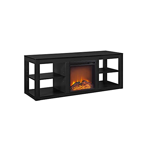 Ameriwood Home Parsons TV Stand with Fireplace, 65', Black