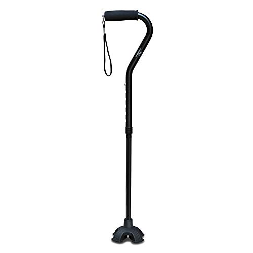 KINGGEAR Adjustable Cane for Men & Women - Lightweight & Sturdy Offset Walking Stick - Mobility Aid for Elderly, Seniors & Handicap (Black)