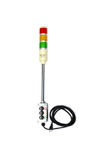 Signaworks 3 Stack Super Bright LED Andon Tower Light, 3 Pos On-Off-Flash, Red/Amber/Green, 8 ft Power Cord, Plug & Play Ready