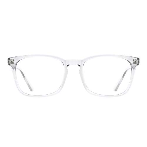 TIJN Blue Light Blocking Glasses Square Nerd Eyeglasses Frame Anti Blue Ray Computer Game Glasses(Transparent)