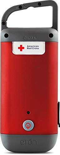 Eton American Red Cross Clipray Crank-Powered, Clip-On Flashlight & Smartphone Charger, Red