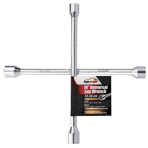 EPAuto 14' Heavy Duty Universal Lug Wrench, 4-Way Cross Wrench