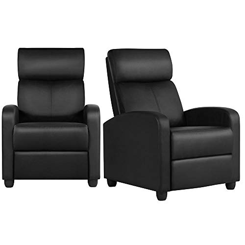 YAHEETECH 2-Seat Reclining Chair Leather Home Theater Seating Recliner Sofa Modern Chaise Couch Lounger Sofa