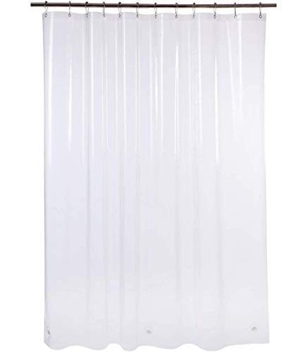 AmazerBath Plastic Shower Curtain, 72' W x 72' H EVA 8G Shower Curtain with Heavy Duty Clear Stones and 12 Grommet Holes Thick Bathroom Plastic Shower Curtains-Clear