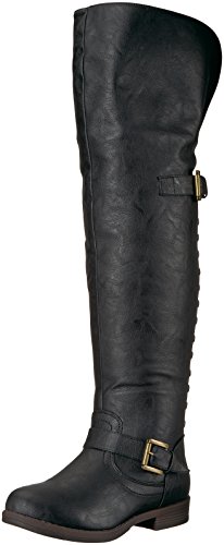 Brinley Co Women's Sugar Over The Knee Boot, Black, 10 Wide/Wide Shaft US