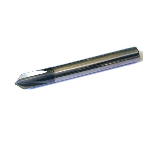 JERRAY Chamfering Mill, Carbide with TiAlN Coated, 4 Flutes, 90 Degree V-Groove Chamfer End, 1/4' Diameter
