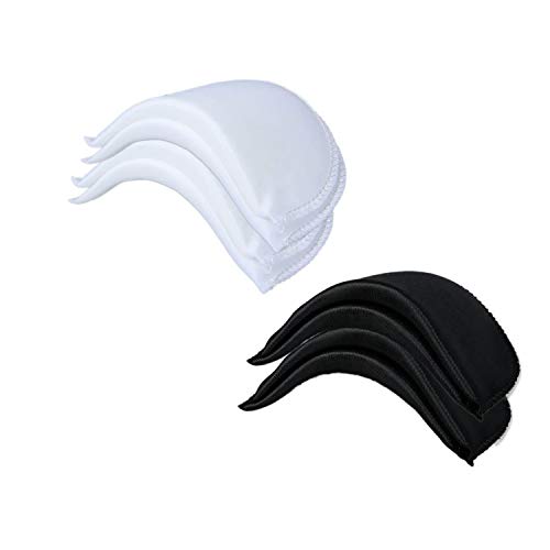 Chris.W 4 Pairs 1/2' Covered Set-in Shoulder Pads Sewing Foam Pads for Blazer T-Shirt Clothes, Medium(2 Pairs White and 2 Pairs Black)
