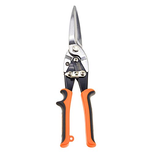 Finder 12' Aviation Snips, Long Straight Cut Tin Snips Cutting Shears Power Cutter with CR-V Blade & Comfortable Grip, 300mm Scissors for Cutting Metal Sheet, Hard Material, Industrial Quality