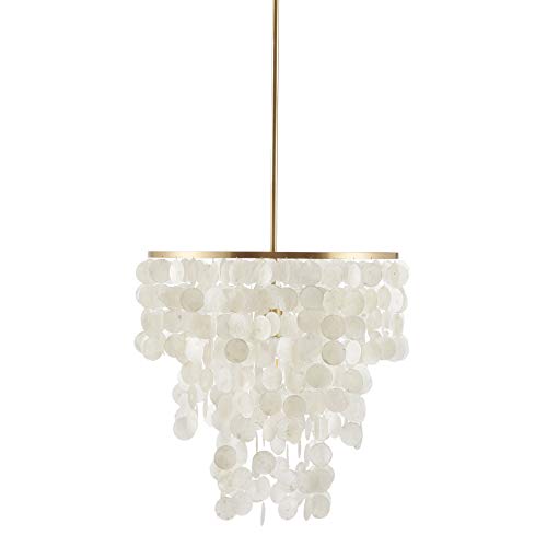 Urban Habitat MPS150-0093 Isla Modern Classic Chandeliers-Metal, White Shell Shade Pendant Ligthing Lamp Ceiling Dining Room Lighting Fixtures Hanging