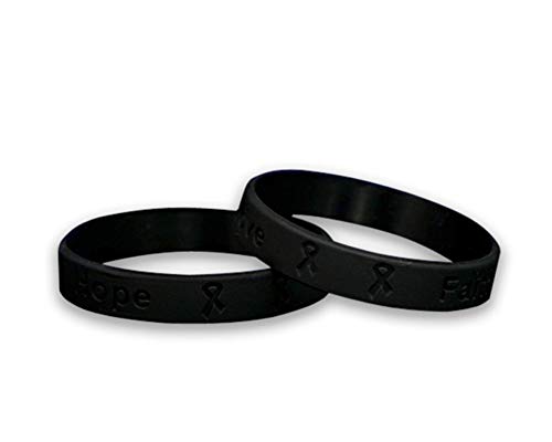 Fundraising For A Cause | Black Melanoma Awareness Silicone Bracelets – Black Ribbon Rubber Wristbands for Skin Cancer & Melanoma Awareness (Wholesale Pack - 50 Bracelets) (Black)