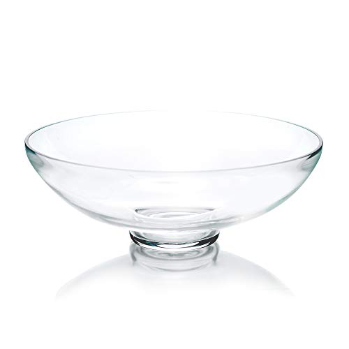CYS Excel Glass Decorative Bowl (H:4.5' D:12') | Fruit Display Bowl | Terrarium Bowl | Kitchen Table Centerpiece | Footed Pedestal Bowl