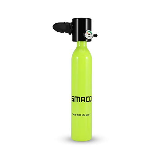 SMACO Scuba Diving Tank Equipment, Mini Scuba Dive Cylinder with 5-10 Minutes Capability, Pressure& Corrosion Resistant Material with Refillable Design, Portable Pony Bottle for Emergency Backup