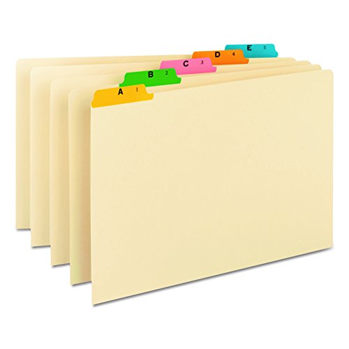 Smead Heavyweight File Guides, Multi-Colored Fused Poly 1/5-Cut Tab (A-Z), Legal Size, Manila, Set of 25 (52180)