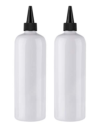 Hair Color Bottle Applicator, Sdootbeauty Applicator Bottle 16 ounce, Squeeze Bottle for Hair, PET Plastic Refillable Bottles with Twist Top Cap- 2 Pack, White