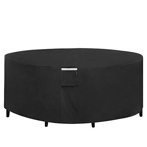 SONGMICS Outdoor Round Patio Table and Chairs Cover, 600D Heavy Duty Outdoor Lawn Patio Furniture Covers, Waterproof and Anti-Fade 72 x 24 Inches, Black UGTC72BK