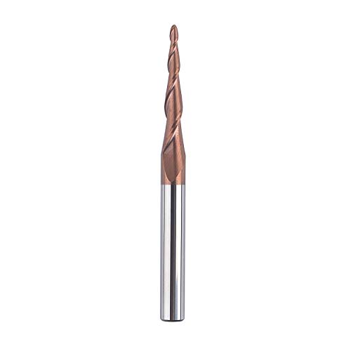 SpeTool Tapered Ball Radio End Mill 1/4' Shank with 1.0mm Ball Nose 4.82 Deg for CNC Router Machine 3D Engraving Carving Bits