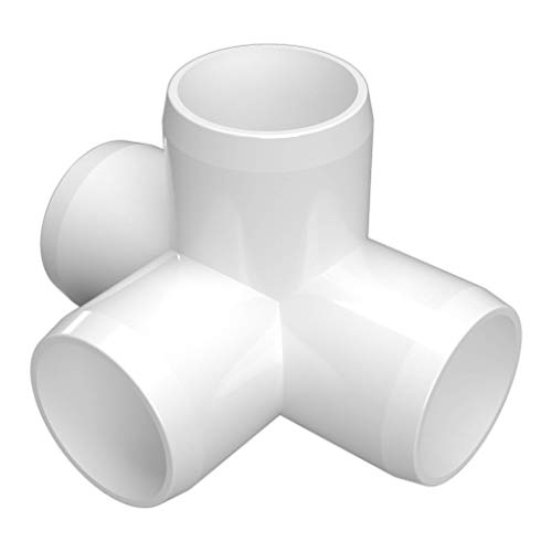 FORMUFIT F0344WT-WH-8 4-Way Tee PVC Fitting, Furniture Grade, 3/4' Size, White (Pack of 8)