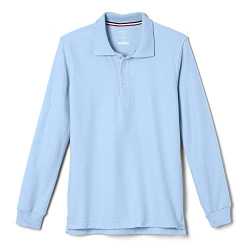 French Toast Boys' Long-Sleeve Pique Polo Shirt, Light Blue, Small/6-7,Little Boys