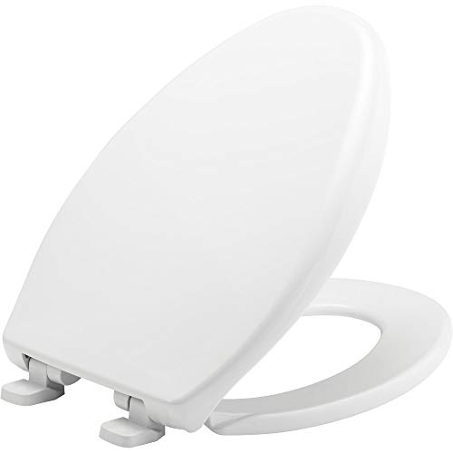 BEMIS 7900TDGSL 000 Commercial Heavy Duty Closed Front Plastic Toilet Seat with Cover will Slow Close, Never Loosen & Reduce Call-backs, ELONGATED, White