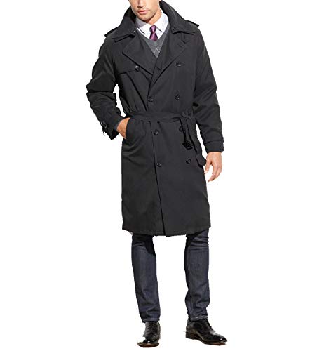 LONDON FOG Men's Iconic Trench Coat, Charcoal, 40 Long