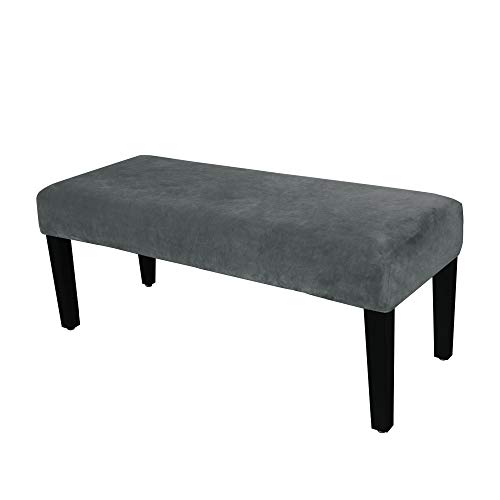 LUSHVIDA Velvet Dining Room Bench Covers - Soft Stretch Spandex Upholstered Bench Slipcover, Removable Washable Bench Seat Furniture Protector for Living Room and Kitchen