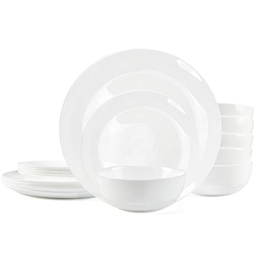 Dinnerware Set Danmers 18-piece Opal Dishes Sets Service for 6 Plates Bowls 5.5' Break and Crack Resistant Dish Sets